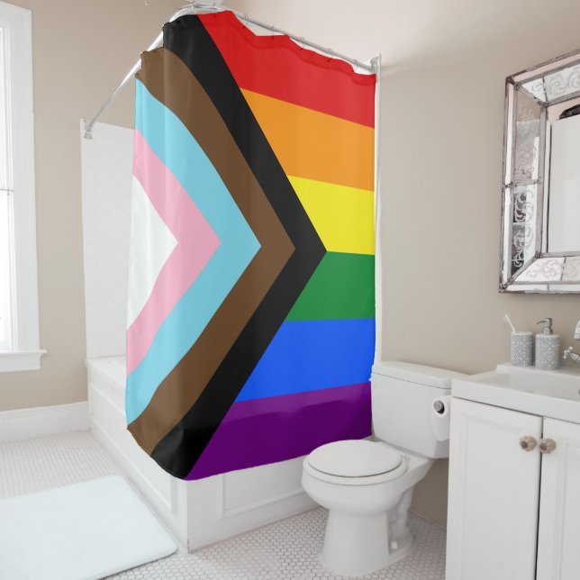 Rideaux De Douche Indicateur de fierté de progression LGBTQ+ (En situation)