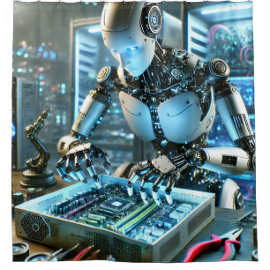 Rideaux De Douche Ingénieur Robot Futuriste Étonnant