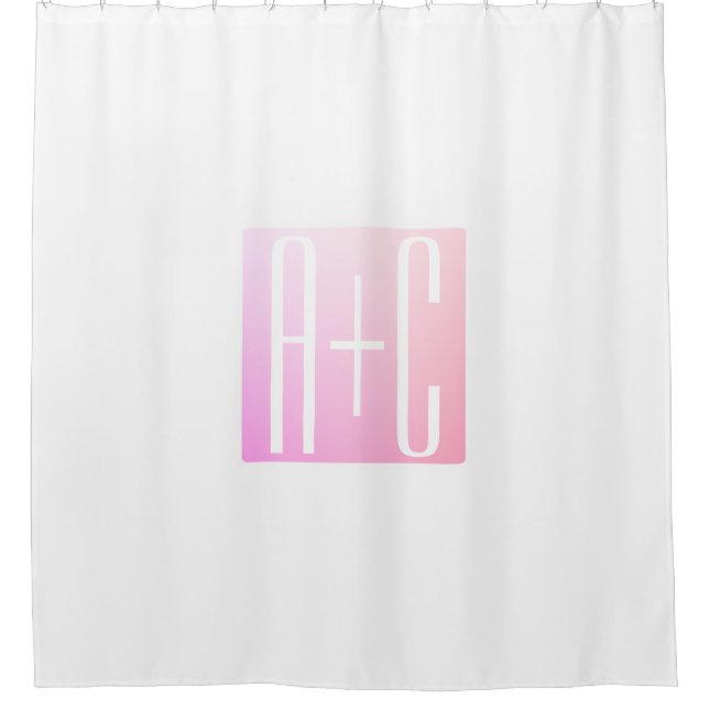 Rideaux De Douche Initiales de couple | Gradation rose subtile (Devant)
