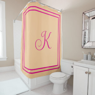 Rideaux De Douche Initiales de monogramme rose orange personnalisé S