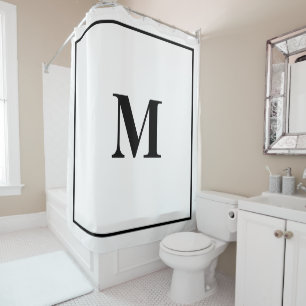 Rideaux De Douche Initiales Monogrammes Nom personnalisé Noir Blanc