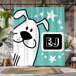 Rideaux De Douche Initiales personnalisées Chien noir et blanc
