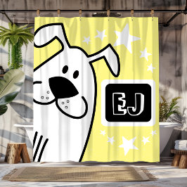 Rideaux De Douche Initiales personnalisées Chien noir et blanc