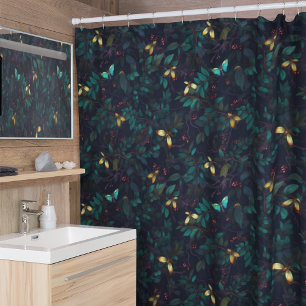 Rideaux De Douche Insectes brillantes sur le feuillage foncé