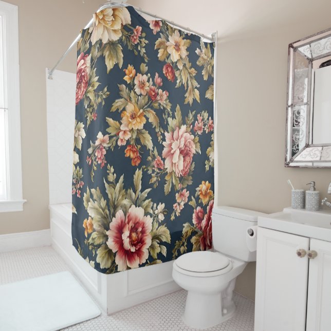 Rideaux De Douche Italien Exquis Beau Modèle Floral (En situation)
