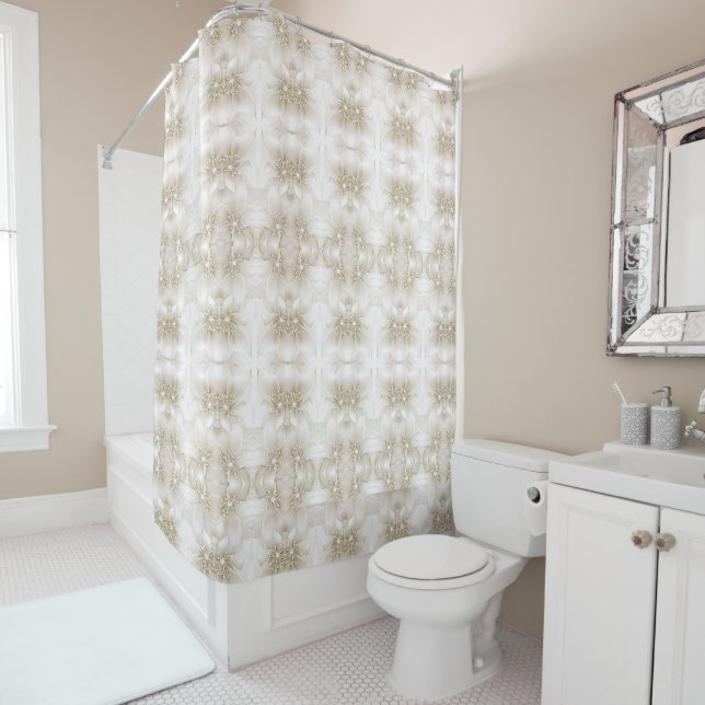 Rideaux De Douche Ivory White Flowers Shower Curtain (En situation)