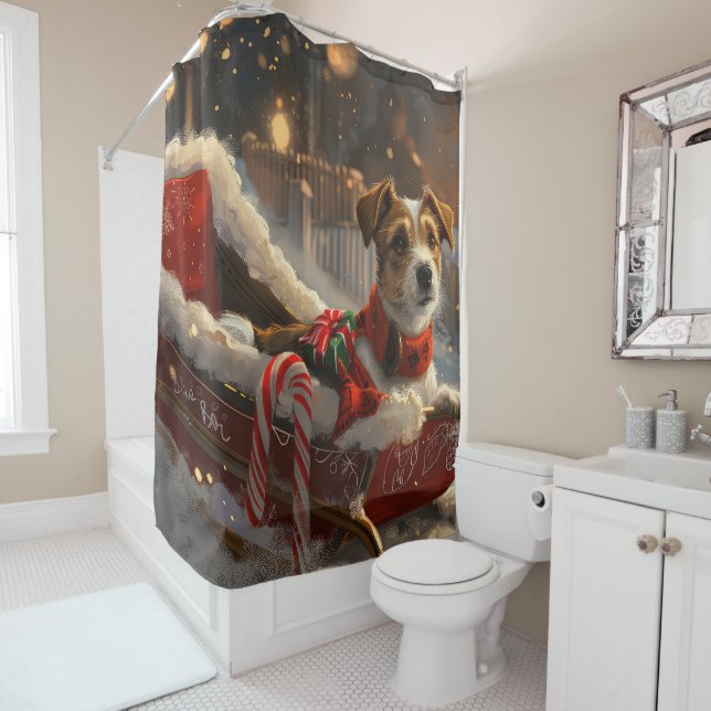 Rideaux De Douche Jack Russell Chien Festive de Noël (En situation)