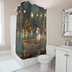 Rideaux De Douche Jack Russell Christmas Festive Voyage