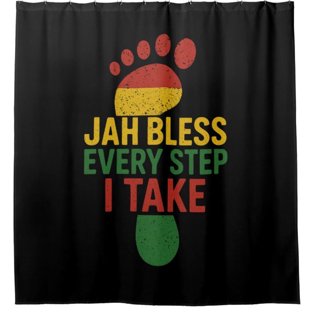 Rideaux De Douche Jah Bless Every Step I take Rasta (Devant)