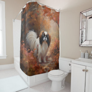 Rideaux De Douche Japanese Chin en automne feuilles tombées inspiren