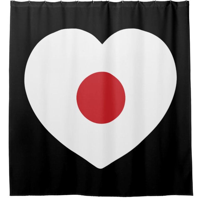 Rideaux De Douche Japon | Coeur du drapeau japonais (Devant)