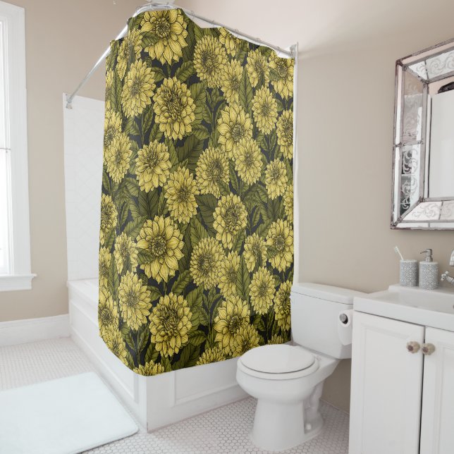 Rideaux De Douche Jardin de Dahlia jaune (En situation)