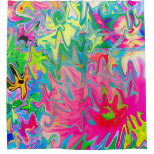 Rideaux De Douche Jardin de fleurs coloré Collage abstrait