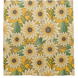 Rideaux De Douche Jardin de tournesol jaune fleuri gras