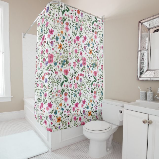 Rideaux De Douche Jardin Fleur sauvage d'été (En situation)