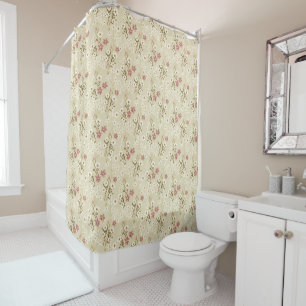 Rideaux De Douche Jardin Floral Delight en magenta doux et blanc