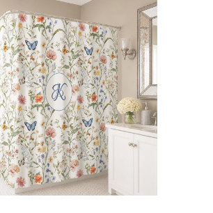 Rideaux De Douche Jardin floral papillon de fleurs sauvages personna