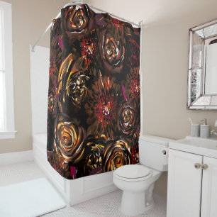 Rideaux De Douche Jardin foncé Automne Fleurs vives automne
