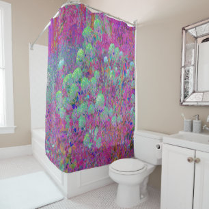 Rideaux De Douche Jardin magenta avec fleurs d'hortensia aqua