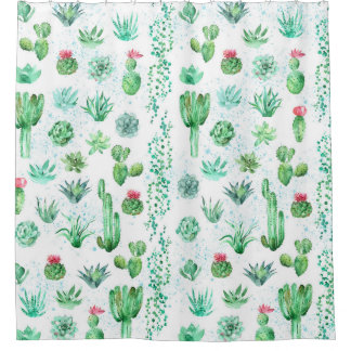 Rideaux De Douche Jardin Succulent : Aquarelle Arrière - plan sans c