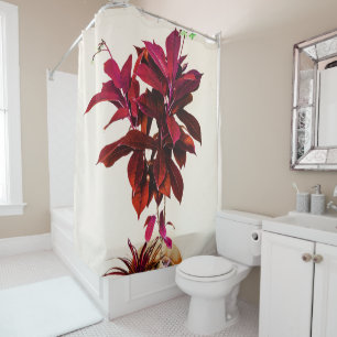 Rideaux De Douche Jatropha Plante en rouge profond