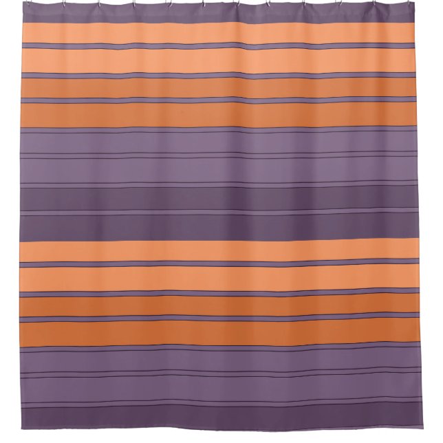 Rideaux De Douche Jaune avec motif rayé lilas (Devant)