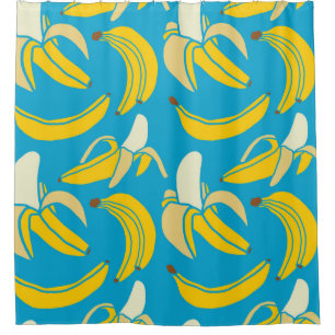 Rideaux De Douche jaune frais banane tropicale sans soudure patte