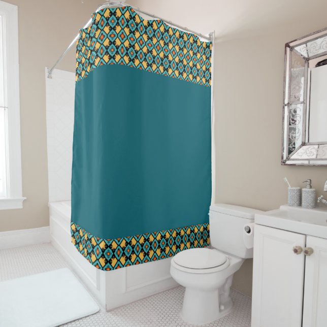 Rideaux De Douche Jaune turquoise foncé (En situation)