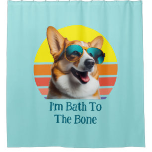 Rideaux De Douche Je suis Bath To The Bone Funny Corgi avec lunettes