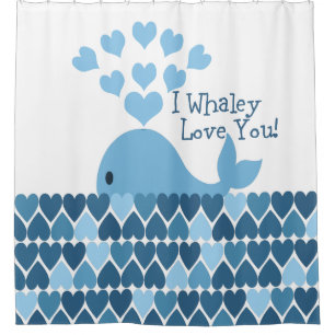 Rideaux De Douche Je vous aime baleine