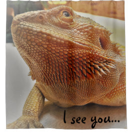 Rideaux De Douche Je vous vois image barbue orange drôle de dragon