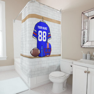 Rideaux De Douche Jersey de football bleu blanc personnalisé