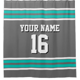 Rideaux De Douche Jersey sportif Turquoise White Stripes