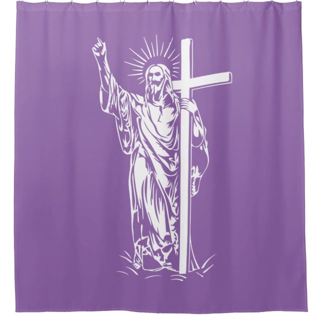 Rideaux De Douche Jésus Christ et une croix (Devant)