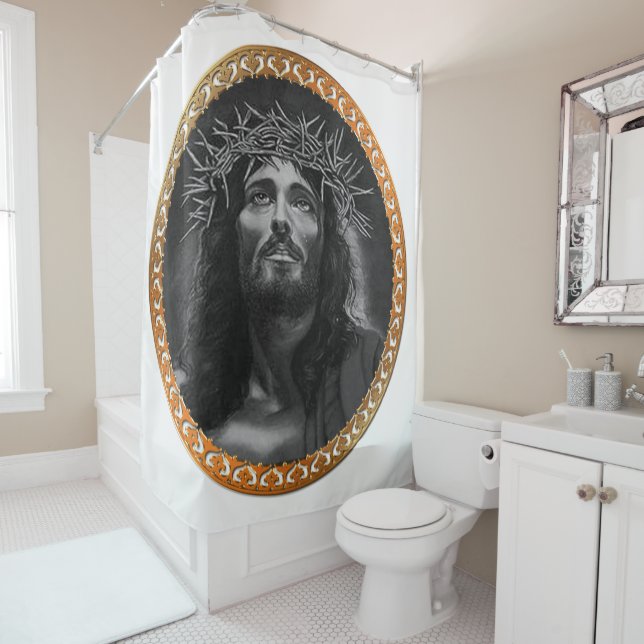Rideaux De Douche Jésus regarde dans les cieux (En situation)