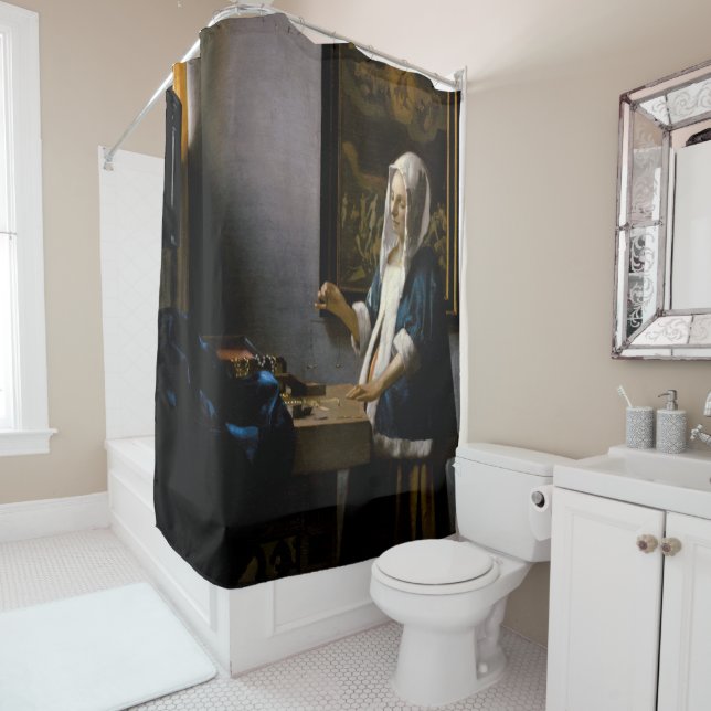 Rideaux De Douche Johannes Vermeer - Femme tenant un équilibre (En situation)