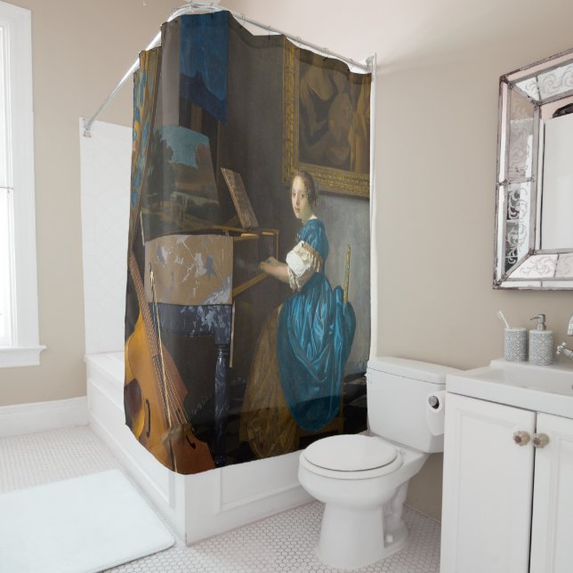 Rideaux De Douche Johannes Vermeer - Lady assise à une virginale (En situation)