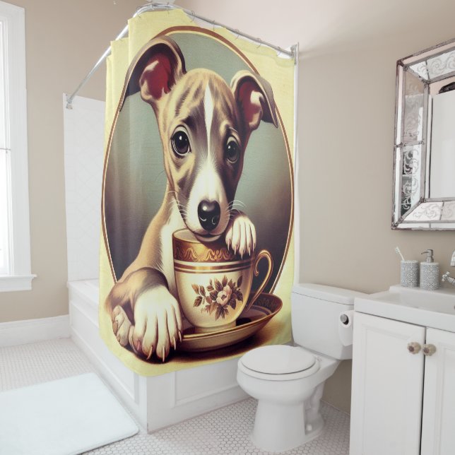 Rideaux De Douche Joli chiot Whippet (En situation)