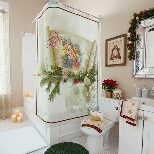Rideaux De Douche Joli collage de la nativité personnalisé pour les