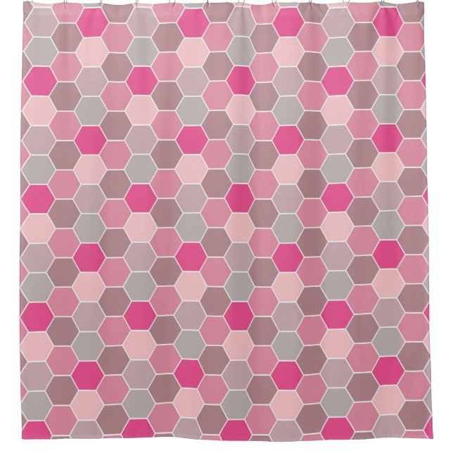 Rideaux De Douche Joli dans Motif Honeycomb rose (Devant)