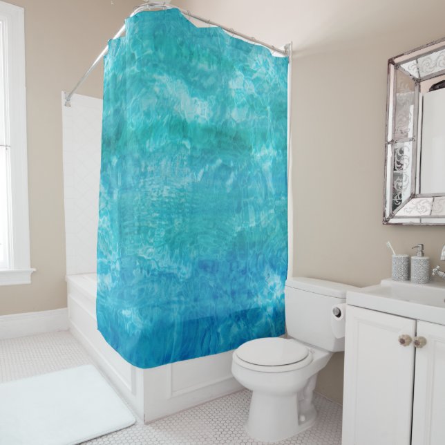Rideaux De Douche Joli Motif bleu turquoise (En situation)