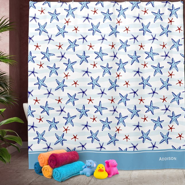 Rideaux De Douche Joli Motif de poisson Starfish de l'océan avec le  (Créateur téléchargé)