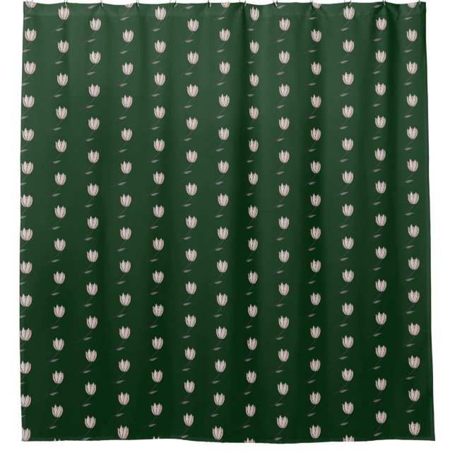 Rideaux De Douche Joli motif fleuri vert bourgeon (Devant)