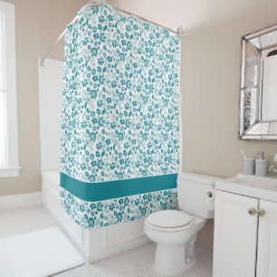 Rideaux De Douche Joli motif floral bleu Turquoise
