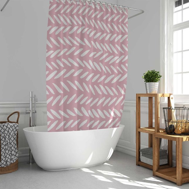 Rideaux De Douche Joli motif pastel herringbone sur carré rose (Créateur téléchargé)