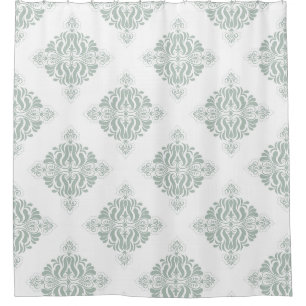 Rideaux De Douche Joli motif victorien de l'art floral vert blanc