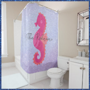 Rideaux De Douche Joli Petit Hippocampe Rose