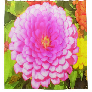 Rideaux De Douche Joli rose ronde Zinnia dans le jardin d'été