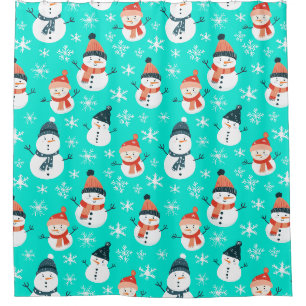 Rideaux De Douche Joli Snowman Snowflake Motif sans couture Noël