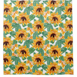 Rideaux De Douche Joli tournesol Jaune et Motif vert